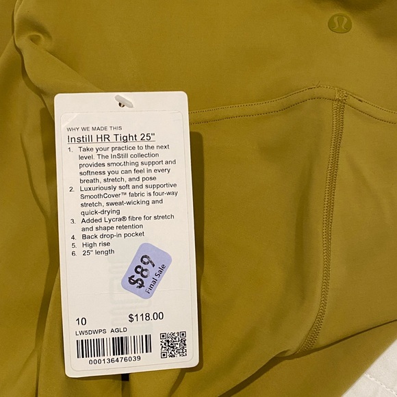 Lululemon Instill HR Tight 25” Size 10 Auric Gold NWT - Picture 5 of 5